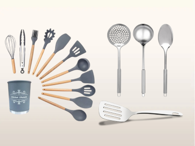 Kit Concha, Espátula, Escumadeira e Colher