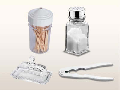 Kit Palitero, Saleiro, Manteigueira e Quebra-nozes